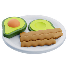 3D Avocado And Beef Bacon Plate