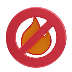 3D No Fire Safety Icon For Firefighters