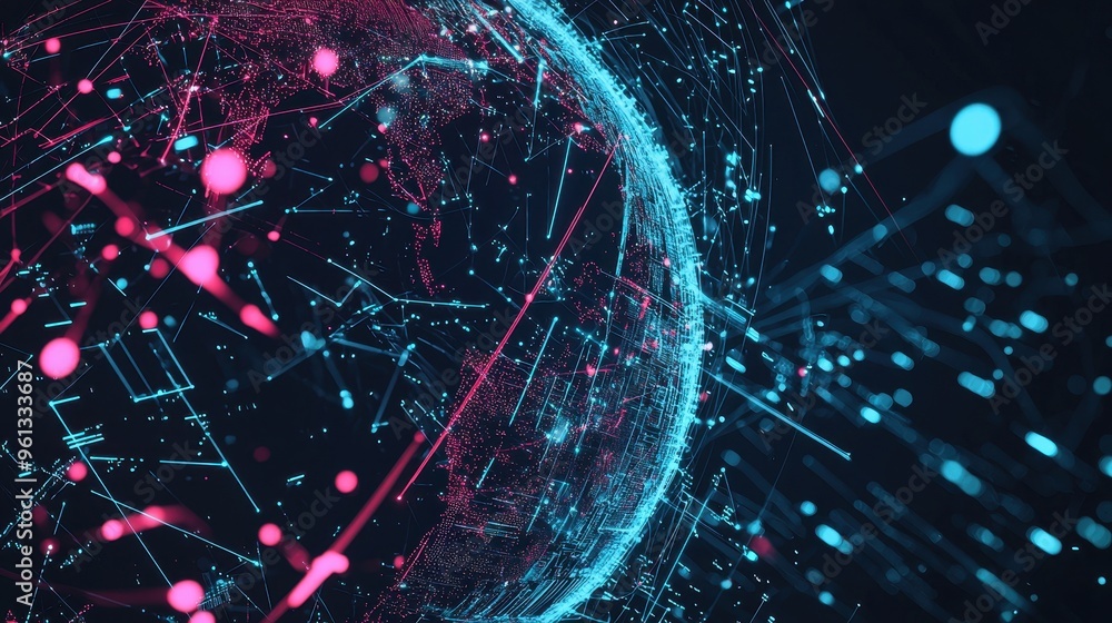 Poster abstract digital globe network connection