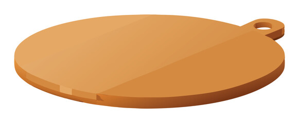 Empty wooden cutting board lying on white background