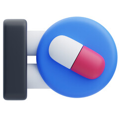 3D Pharmacy Sign With Pill Icon Design