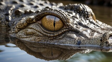 Fototapeta premium closeup image of crocodile ,saltwater crocodile ,crocodile eyes