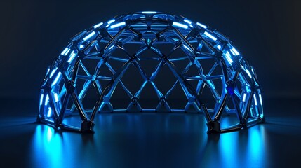 Futuristic Illuminated Geometric Dome Structure