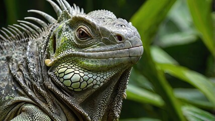 Obraz premium iguana closeup shot ,iguana in natural habitat