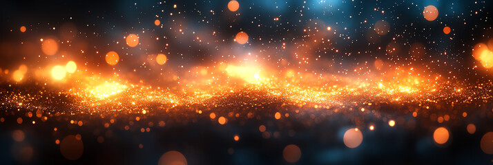 Obraz premium A stunning display of glowing particles in vibrant hues, creating an ethereal atmosphere. Perfect for backgrounds and digital designs.