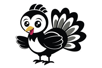 Black and white turkey clipart illustration for coloring page
