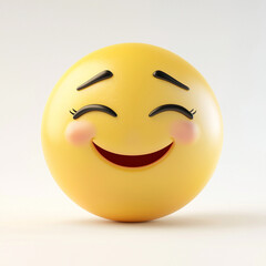 Fototapeta premium A cheerful yellow emoji face with big smile and rosy cheeks, radiating happiness and joy.