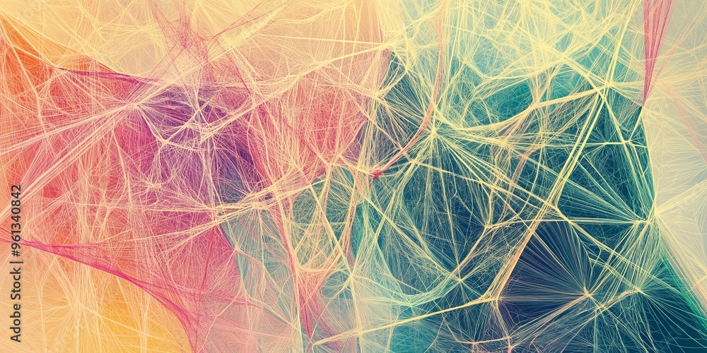 Poster abstract colorful web-like pattern.