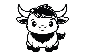 Black and white funny cow silhouette vector illustration