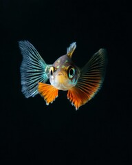 Fototapeta premium the Endler's Guppy Fish, Isolated on black Background