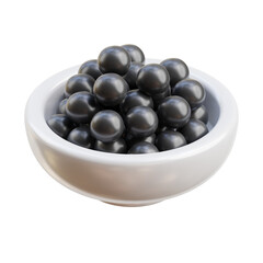 3D Black Caviar In White Bowl Russia