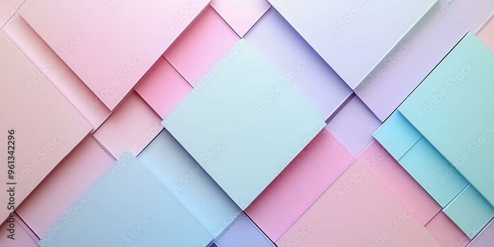 Poster pastel colored squares in an abstract pattern.