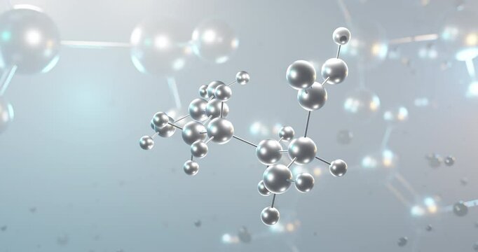 L-arginine rotating 3d molecule, molecular structure of l-alpha-amino acid, seamless video