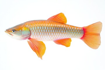 the beside view Leichardti Arowana Fish, Isolated on White Background