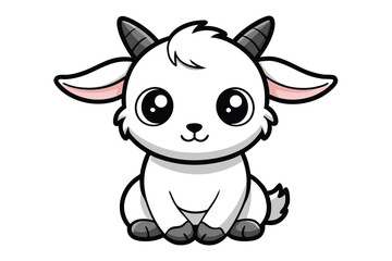 Coloring page for kids baby goat line art illustration
