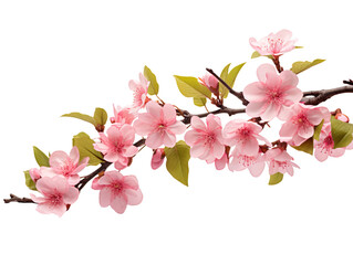 branch of a pink flower isolated on transparent and white background