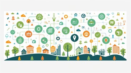 An infographic illustrating the benefits of community engagement, with icons representing social connections, local support, and improved well-being, and ample copy space for benefits descriptions
