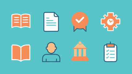 Guidebook Manual Instruction Icon Set: Support, FAQ, Policy, and Help Symbols