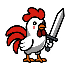 a rooster with a sword and a sword.