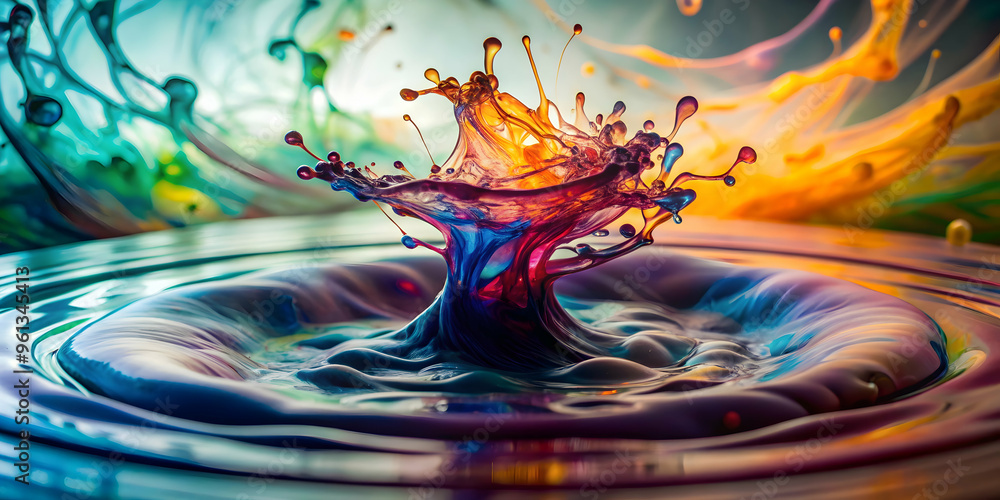 Poster abstract water drop splash: a mesmerizing symphony of colors explodes in a vibrant water drop splash