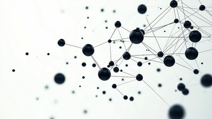 Abstract Black Spheres Connected by Lines on White Background