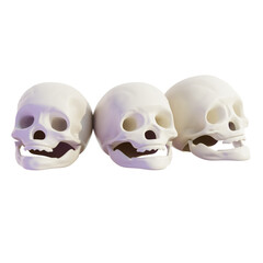 Three 3D Fantasy Skulls in Row