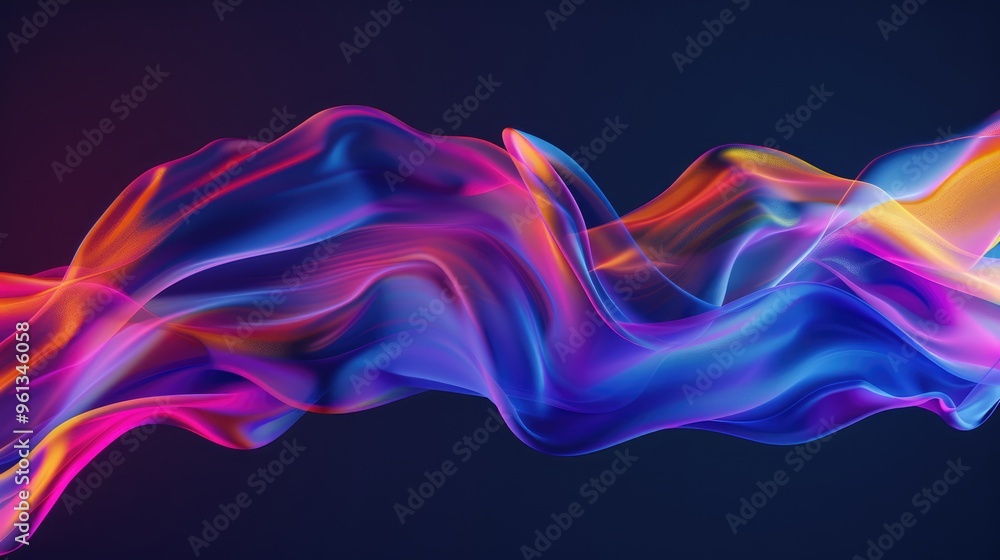 Fototapete rendering of colorful abstract fluid shapes.lines background with dark blue colors.the illustration 
