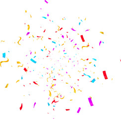 Vector confetti  Multi-colored tinsel, an explosion of confetti on a transparent background. Multicolored confetti