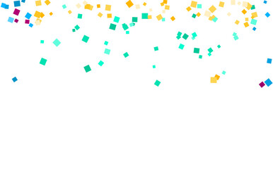 Colorful confetti and tinsel explosion frame illustration on a transparent background. Carnival elements vector for a birthday celebration background. Multicolor confetti and tassel frame vector