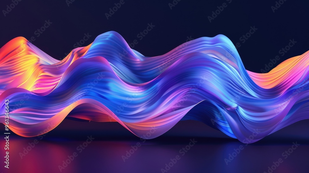 Fototapete rendering of colorful abstract fluid shapes.lines background with dark blue colors.the illustration 