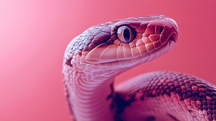 Background, a snake against a minimalist backdrop with subtle gradients and soft details, highlighting its unique features in a serene environment.