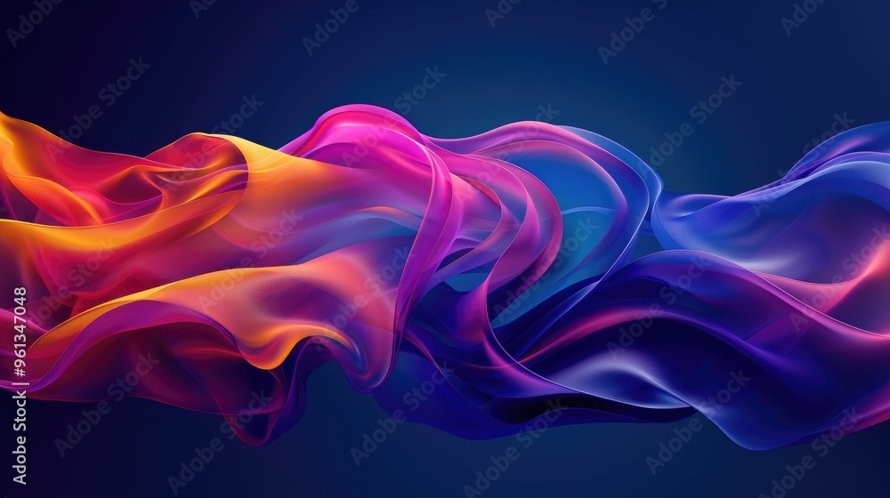 Fototapete rendering of colorful abstract fluid shapes.lines background with dark blue colors.the illustration 