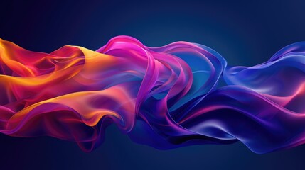 Obraz premium rendering of colorful abstract fluid shapes.Lines background with dark blue colors.The illustration is in the style of flowing abstract lines.