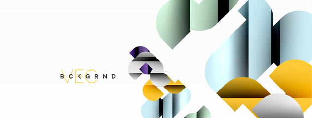 Colorful curve geometric shapes on white