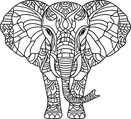 Fototapeta premium Black and white cartoon elephant illustration