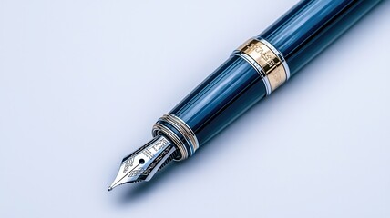 An elegant fountain pen with a sleek design, perfect for writing and signing important documents with style.