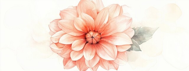 Fototapeta premium Delicate Watercolor Dahlia: A Floral Masterpiece in Soft Pastels
