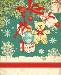 For Christmas or the New Year, this festive green frame garland greeting card is perfect