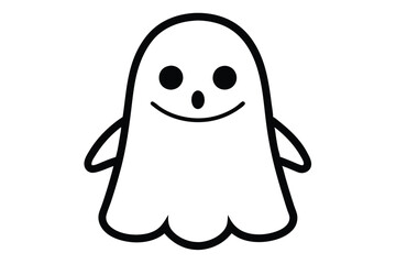 Halloween boo smiling  line art vector illustration
