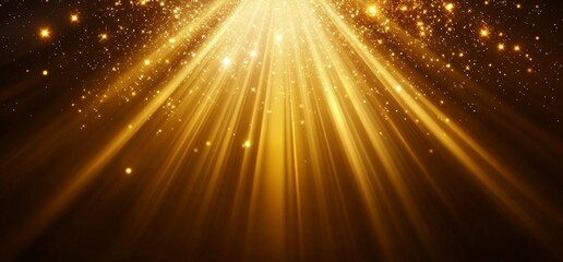 Obraz premium Abstract golden background with light rays and glowing lines on a dark brown backdrop.