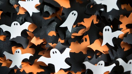 Envision a Halloween party with spooky confetti shaped like bats and ghosts. The confetti adds a playful and festive touch to the holiday