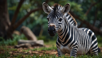 Fototapeta premium An adorable image of a miniature zebra