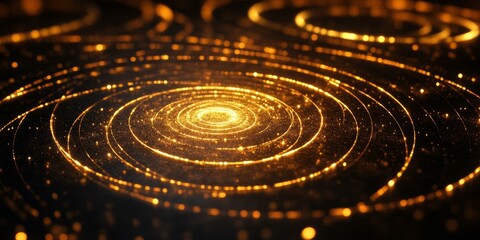 Golden light trails form concentric circles.