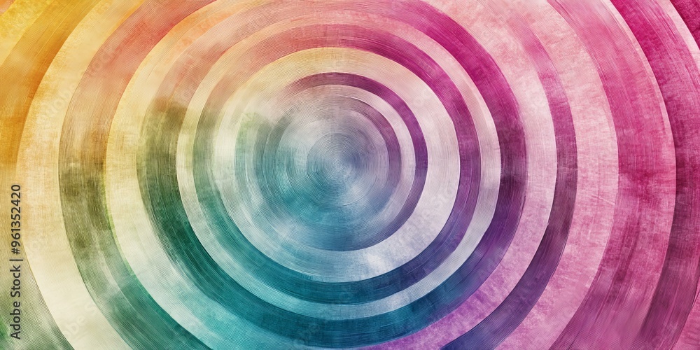 Poster abstract colorful concentric circles pattern.