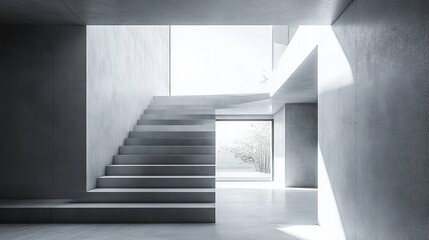 Obraz premium Envision a minimalist house with clean lines and a monochromatic palette. The design emphasizes simplicity and functionality