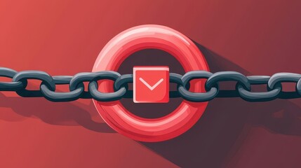 Obraz premium Breaking chains around permission symbol, unlocked access, flat design illustration