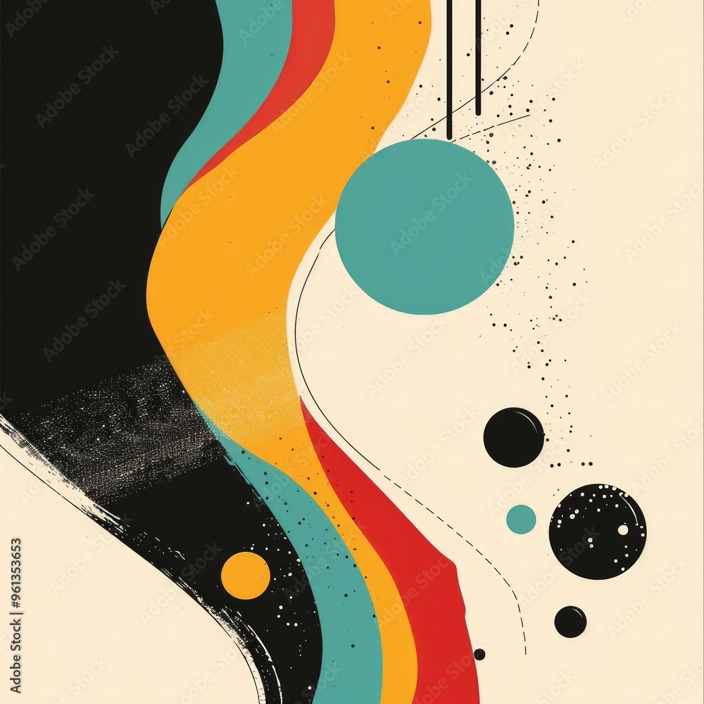 Poster abstract minimal banner in retro style