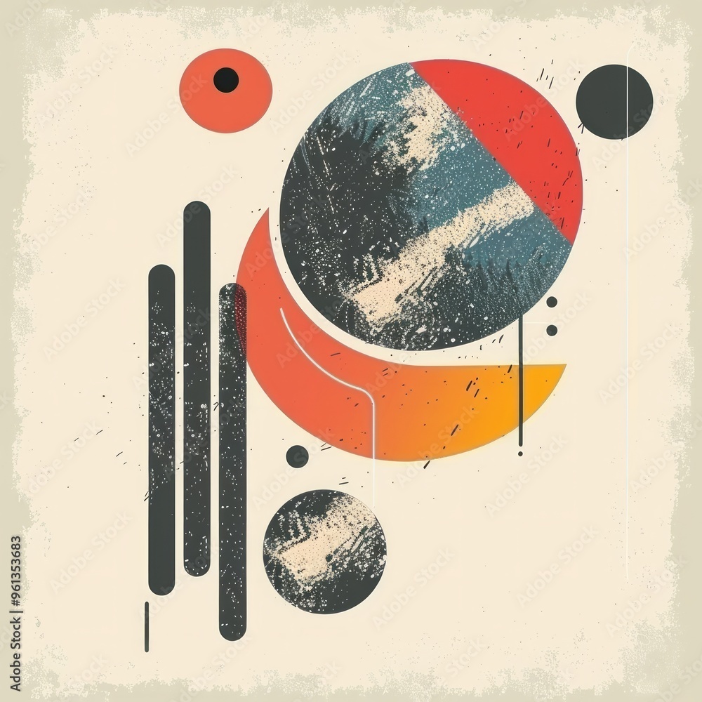 Poster abstract minimal banner in retro style