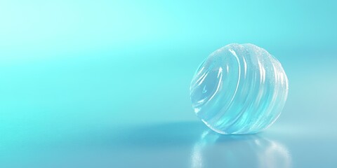 A blue, translucent sphere sits on a blue surface.