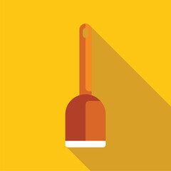 Kitchen spatula is casting a long shadow over a yellow background in this minimalist flat lay image